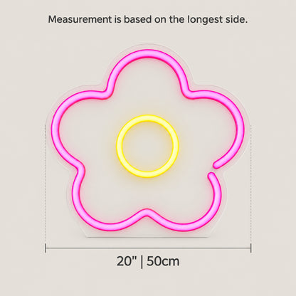 Daisy Flower LED Neon Sign Dimmable Wall Light - Size Guide