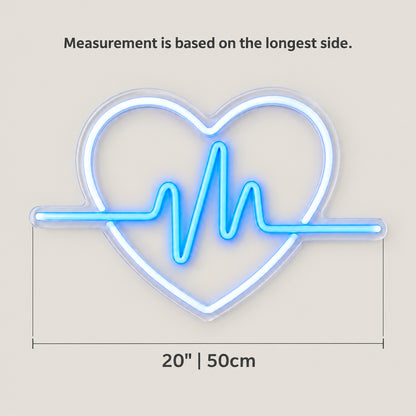 Heartbeat LED Neon Sign for Wedding Light Up Party Decor - Size Guide
