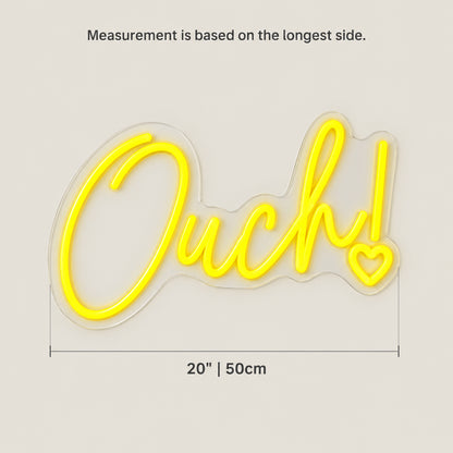 Ouch LED Neon Sign Dimmable Wall Light - Size Guide