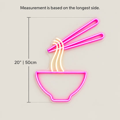 Bowl of Noodles LED Neon Sign Dimmable Wall Light - Size Guide