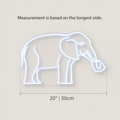 Elephant LED Neon Sign Mural Style Line Art - Size Guide