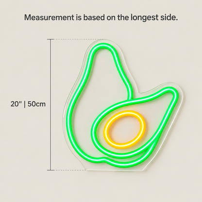 Avocado Neon Sign - Size Guide