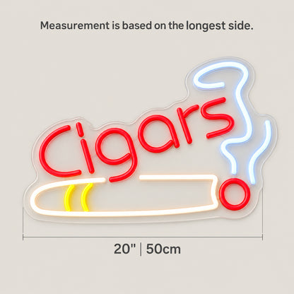 Cigar Smoke Shop LED Neon Sign Dimmable Wall Light - Size Guide
