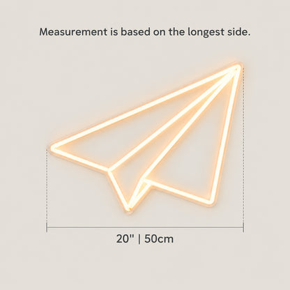 Paper Plane LED Neon Sign Dimmable Wall Light - Size Guide