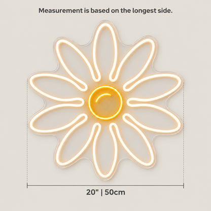 Daisy Flower LED Neon Sign for Salon Light Up Business Decor - Size Guide
