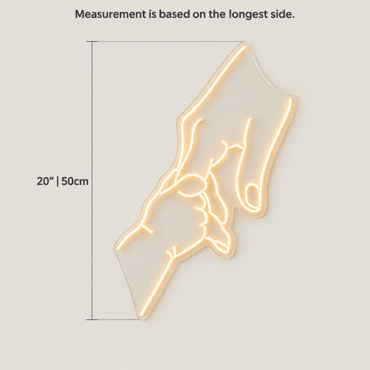 Holding Hands Neon Sign - Size Guide