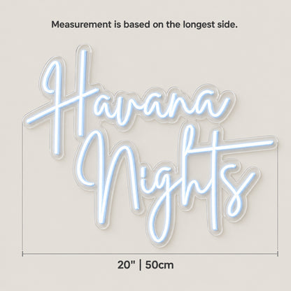 Havana Nights LED Neon Sign Dimmable Wall Light - Size Guide