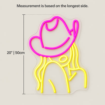 CowWomen LED Neon Sign Dimmable Wall Light - Size Guide