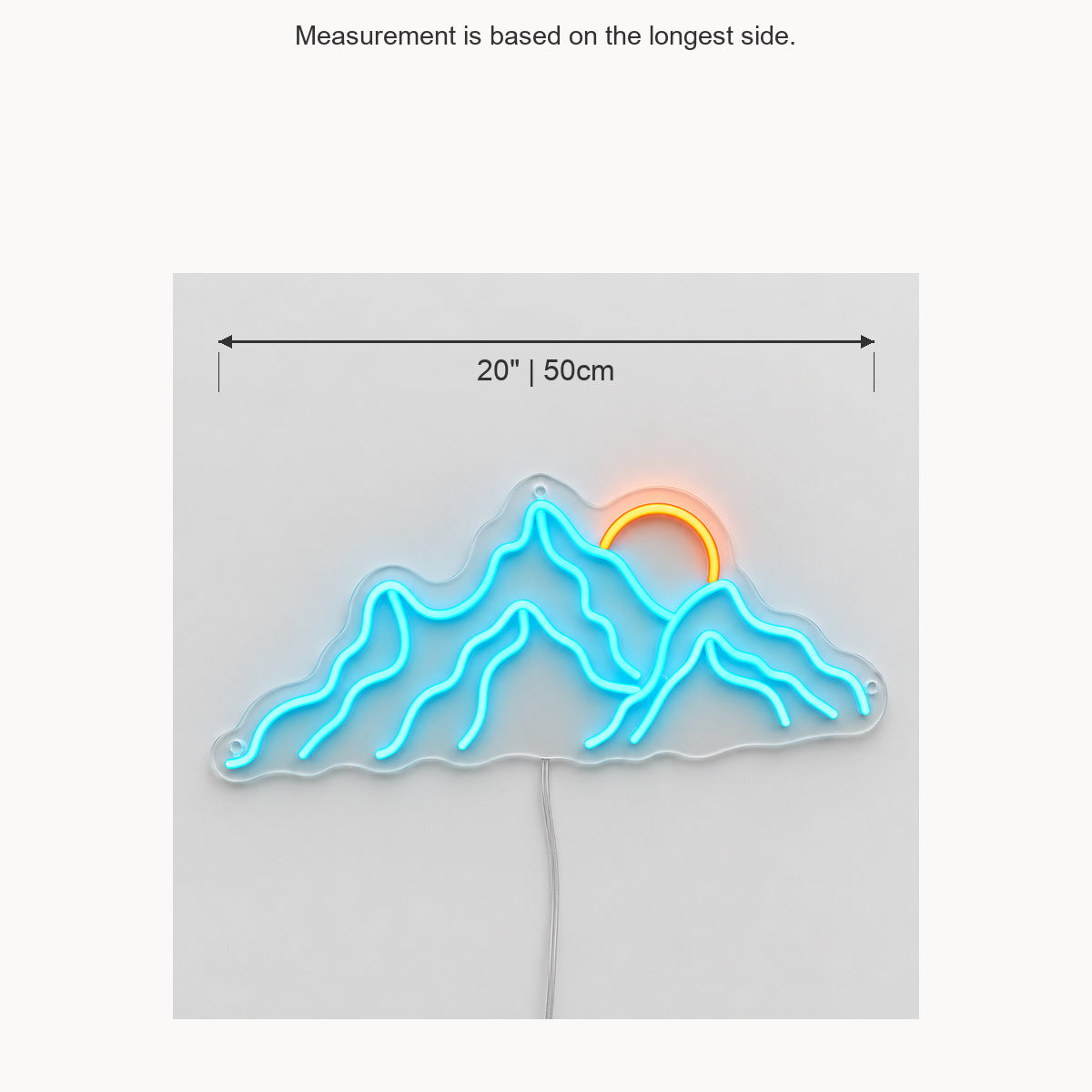 Sunset Behind Mountain Range Vintage LED Neon Sign Wall Neon Signs - Size Guide