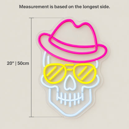 Skull Face Cool LED Neon Sign for Tattoo Studio Light Up Wall Decor - Size Guide
