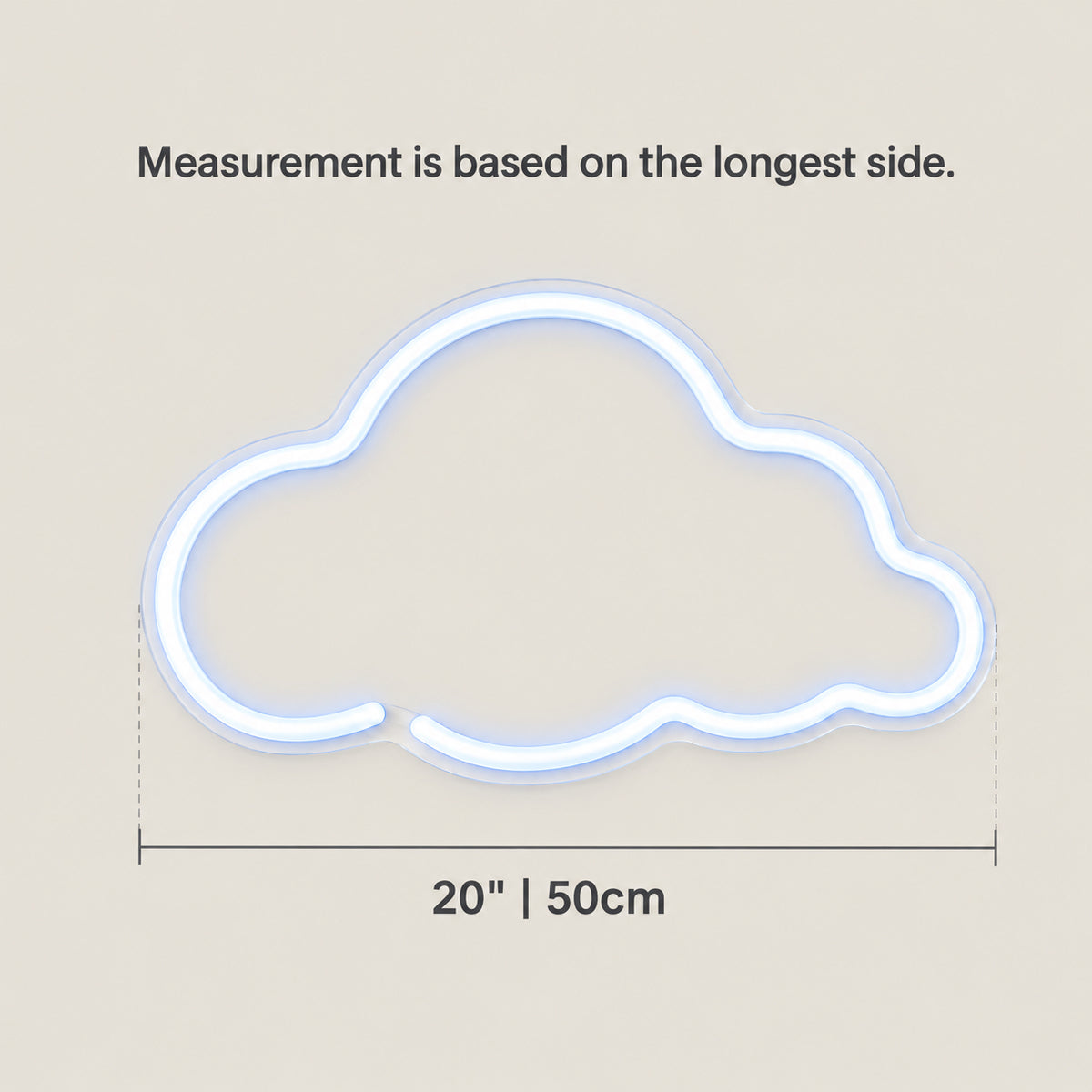 Cloud LED Neon Sign Brick Wall Cloud - Size Guide