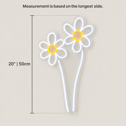 Chamomile Flower LED Neon Sign for Photo Booth Light Up Party Decor - Size Guide