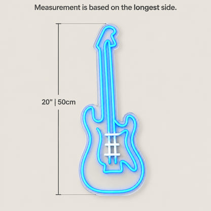Electric Guitar LED Neon Sign Dimmable Wall Light - Size Guide