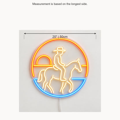 Sunset Cowboy Horseback Vintage LED Neon Sign Wall Neon Signs - Size Guide