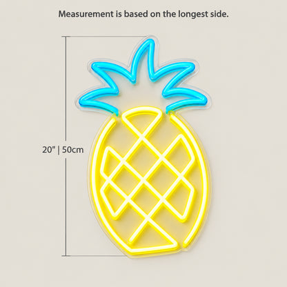 Pineapple LED Neon Sign Line Art Outline Style - Size Guide