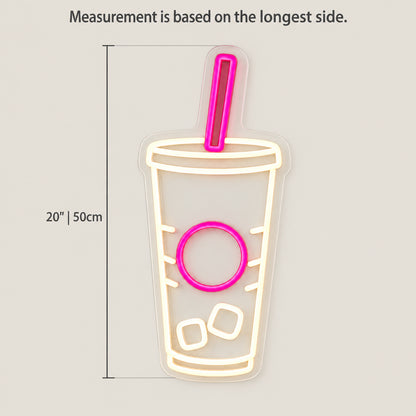 Fountain Drink Soda Cup and Straw LED Neon Sign Dimmable Wall Light - Size Guide