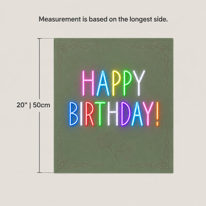 Happy Birthday Party Decor Neon Light - Size Guide
