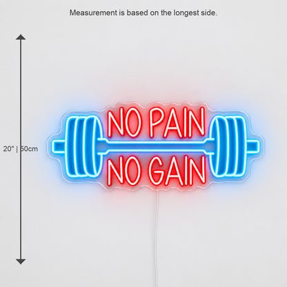 No Pain No Gain Barbell LED Neon Sign Wall Neon Signs - Size Guide