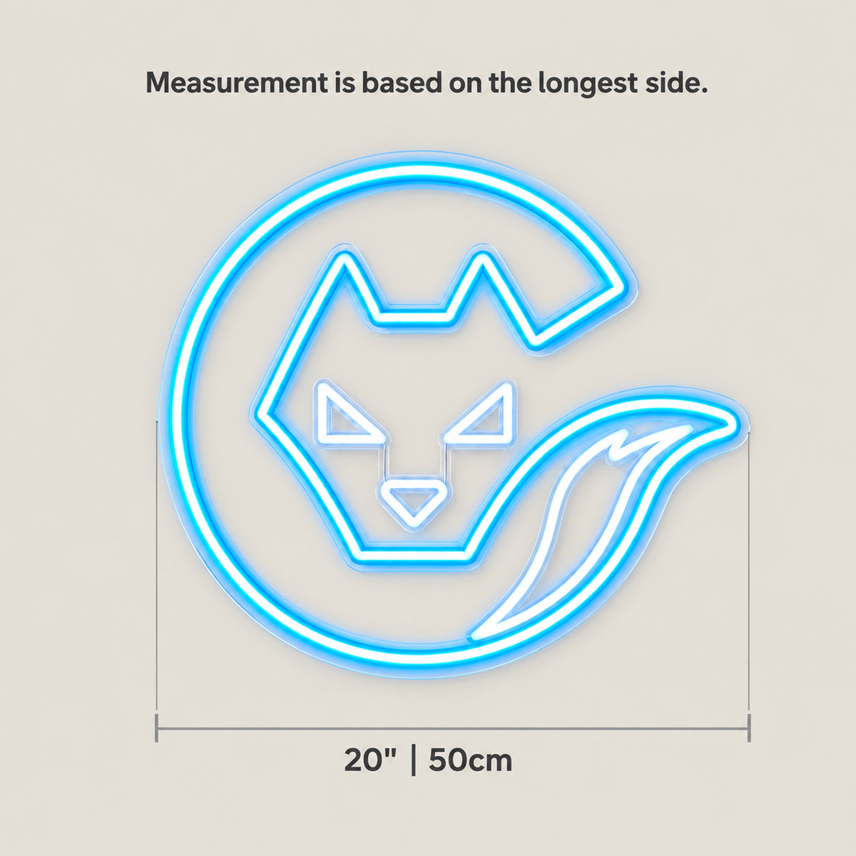 Fox LED Neon Sign for Man Cave Dimmable Wall Decor - Size Guide