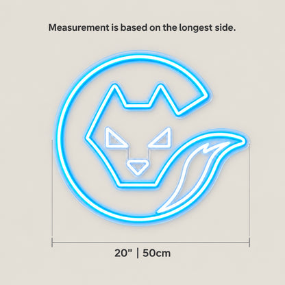 Fox LED Neon Sign for Man Cave Dimmable Wall Decor - Size Guide