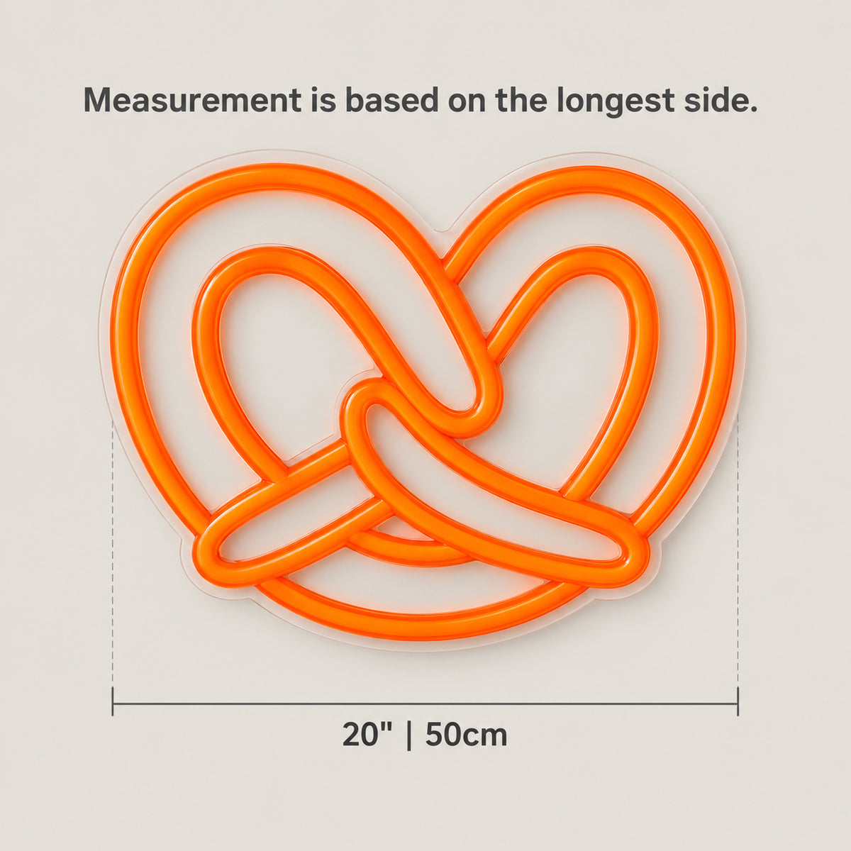 Pretzel LED Neon Light for Cafes & Bars - Size Guide