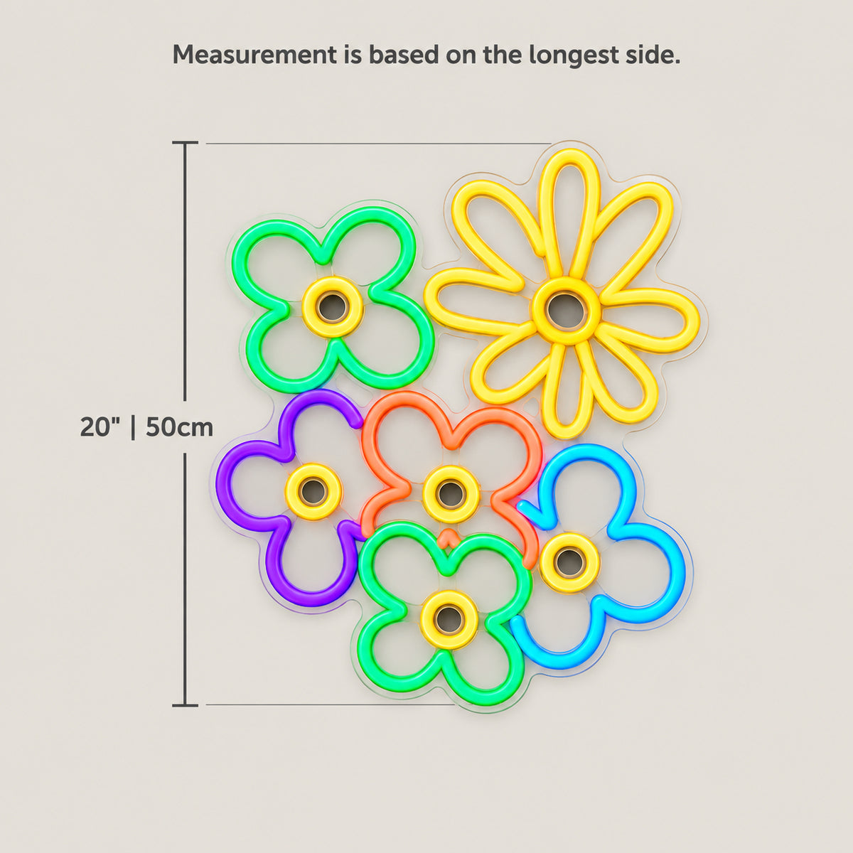 Daisy and Flowers Neon Sign - Size Guide