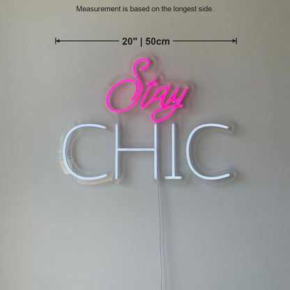 Stay Chic LED Neon Sign Dimmable Wall Light - Size Guide