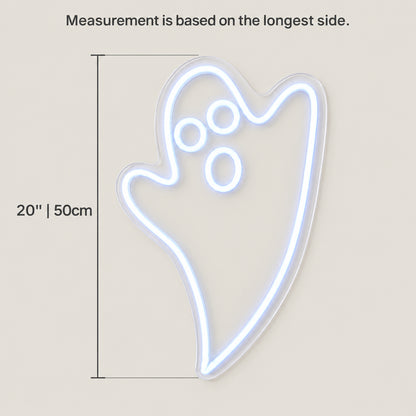 Ghost LED Neon Sign Dimmable Wall Light - Size Guide