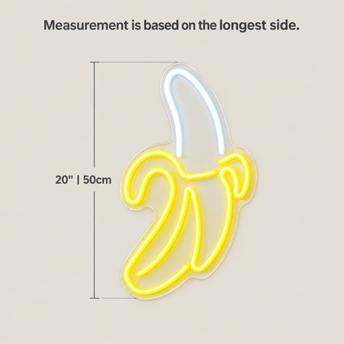 Banana LED Neon Sign for Man Cave Dimmable Wall Decor - Size Guide