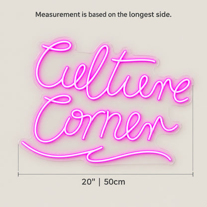 Culture Corner LED Neon Sign Dimmable Wall Light - Size Guide