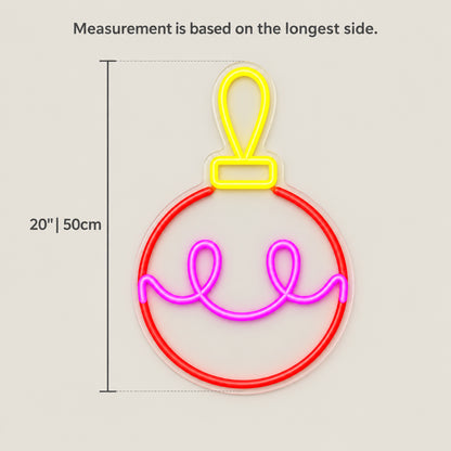 Christmas Baubles Neon Light - Size Guide