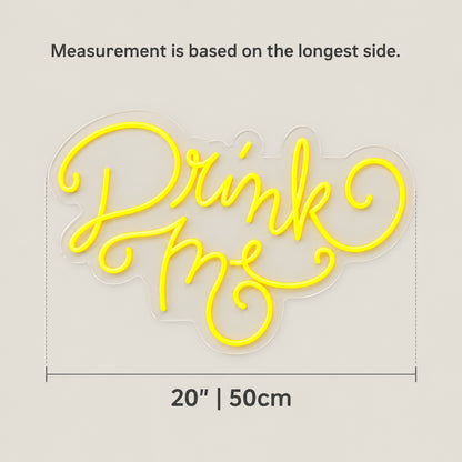 Drink Me LED Neon Sign Dimmable Wall Light - Size Guide