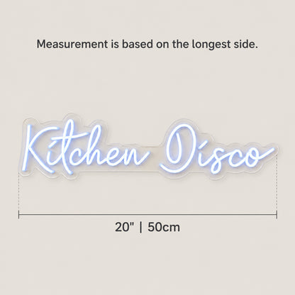 Kitchen Disco LED Neon Sign Greenery Wall Script - Size Guide