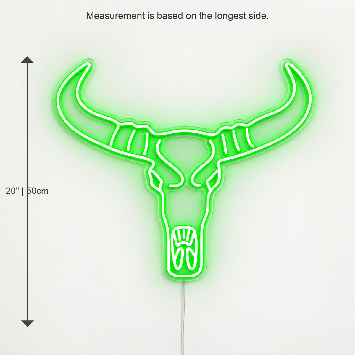 Longhorn Bull Skull Wall Decor LED Neon Sign Wall Neon Signs - Size Guide