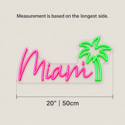 Miami Palm Tree Neon Sign - Size Guide