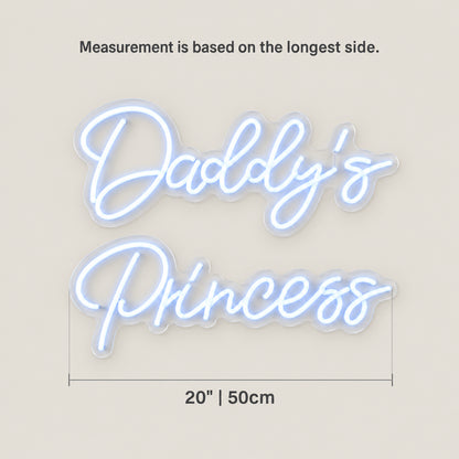 Daddy's Princess LED Neon Sign for Kids Room Dimmable Wall Decor - Size Guide
