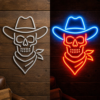 Skeleton Cowboy Hat Scarf Vintage LED Neon Sign Home Neon Signs - Shineneon