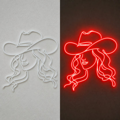 Rodeo Cowgirl Face Vintage LED Neon Sign Home Neon Signs - Shineneon
