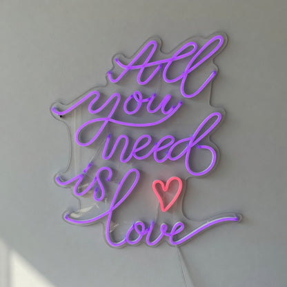 All You Need Is Love LED Neon Sign Vertical Stacked Script - Shineneon