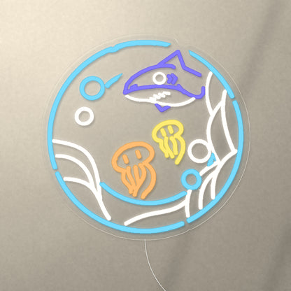 Ocean with Shark and Jellyfish LED Neon Sign for Kids Room - Shineneon