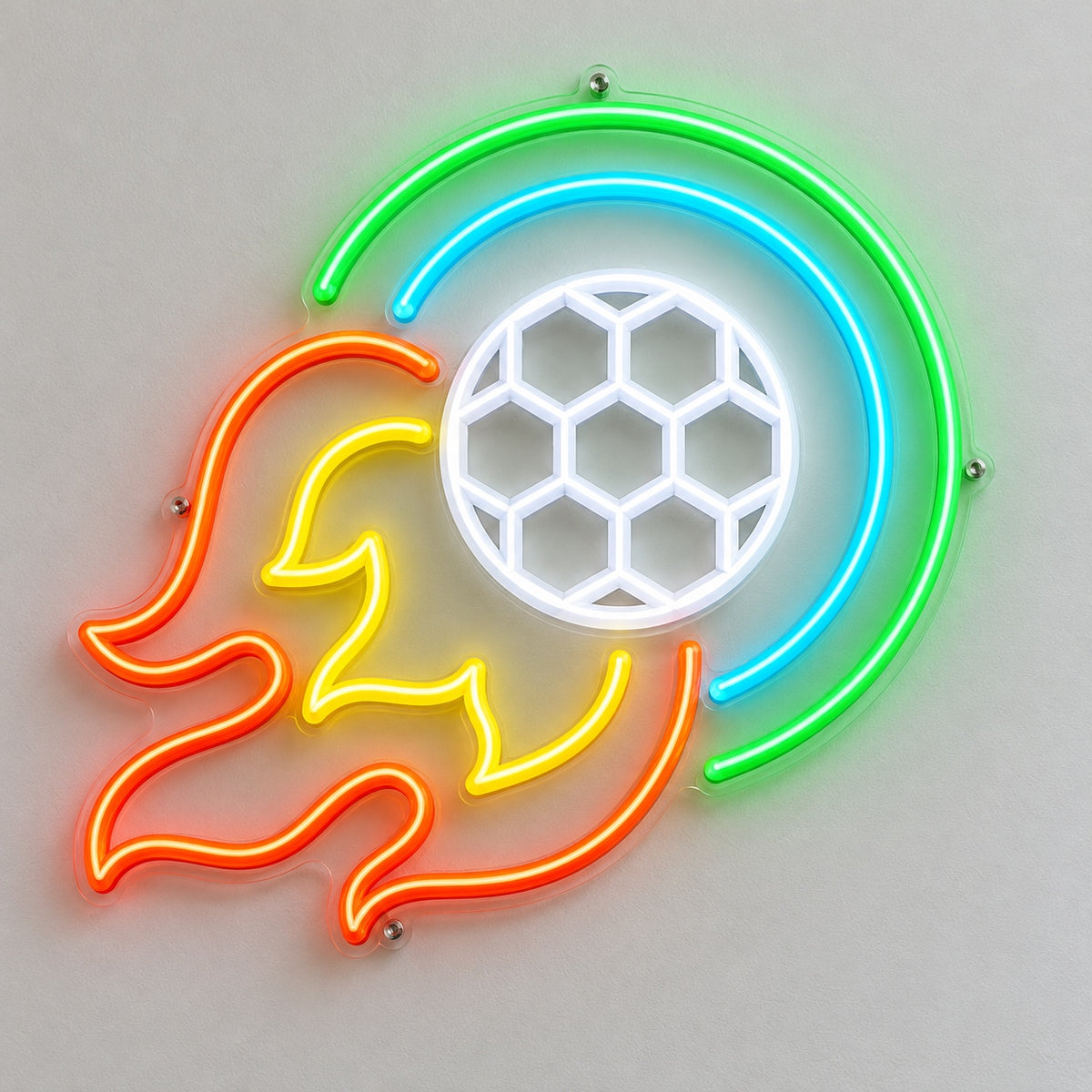 Football Ball Flying and Burn LED Neon Sign Dimmable Wall Light - Shineneon