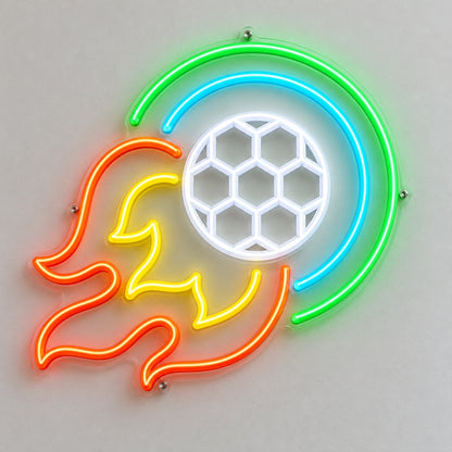 Football Ball Flying and Burn LED Neon Sign Dimmable Wall Light - Shineneon