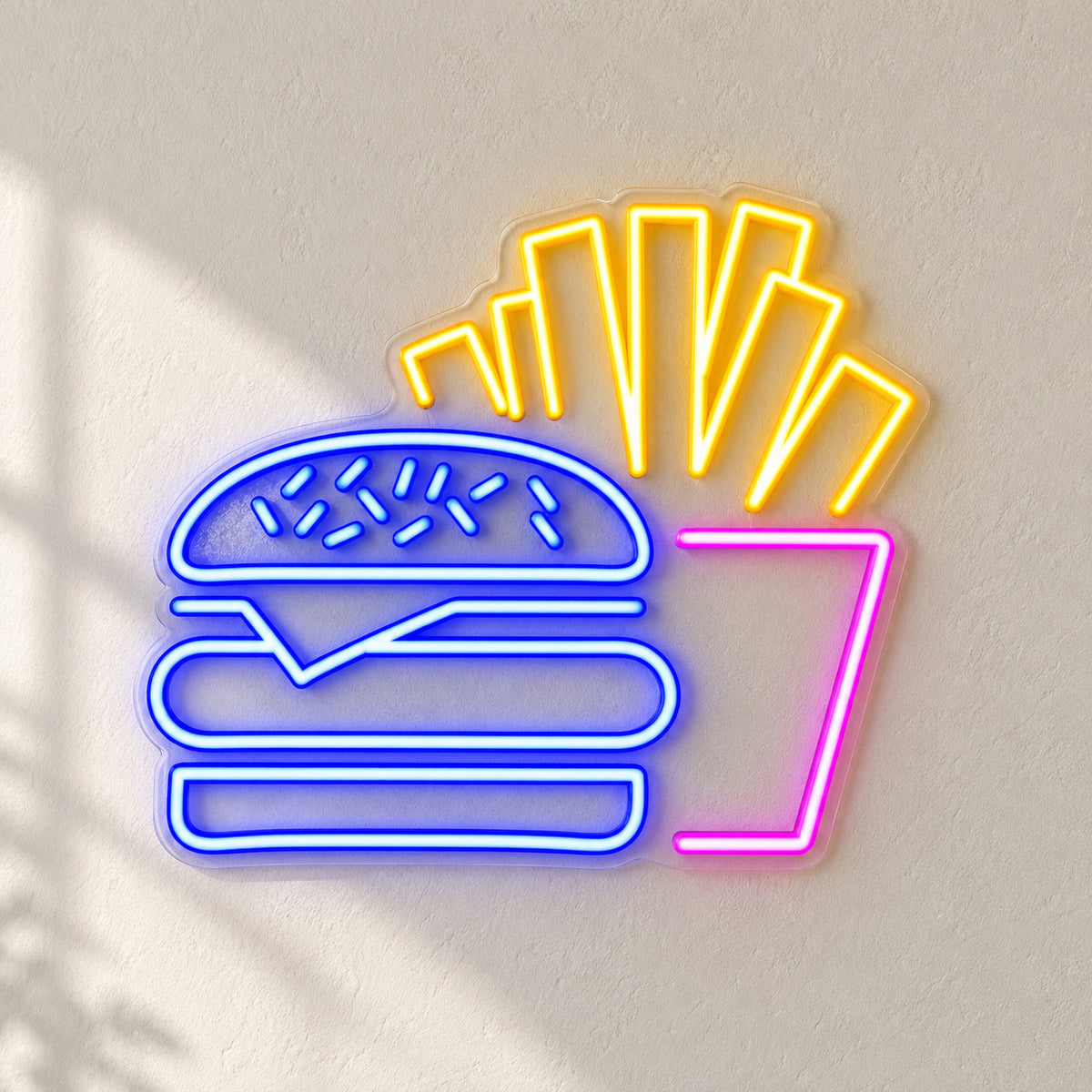 Burger and Fries LED Neon Sign Dimmable Wall Light - Shineneon
