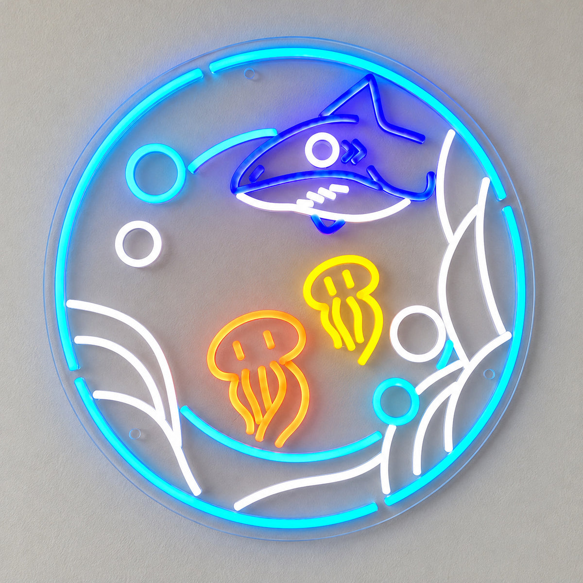 Ocean with Shark and Jellyfish LED Neon Sign for Kids Room Wall Neon Signs - Shineneon