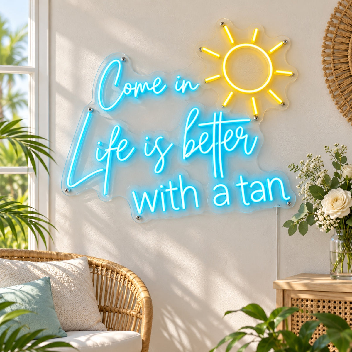 Come in Life Is Better with a Tan LED Neon Sign Dimmable Wall Light Wall Neon Signs - Shineneon