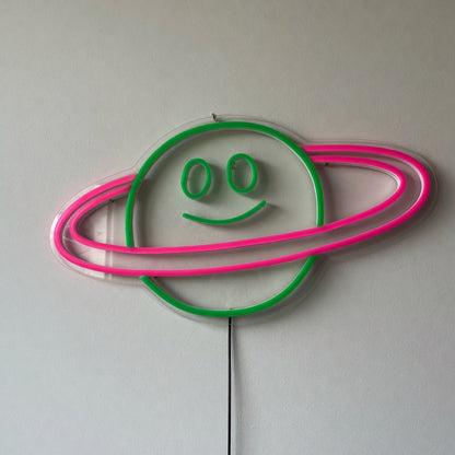 Planet Saturn Smiley Face LED Neon Sign - Shineneon