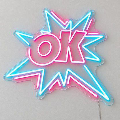 OK LED Neon Sign for Man Cave Dimmable Wall Decor Wall Neon Signs - Shineneon