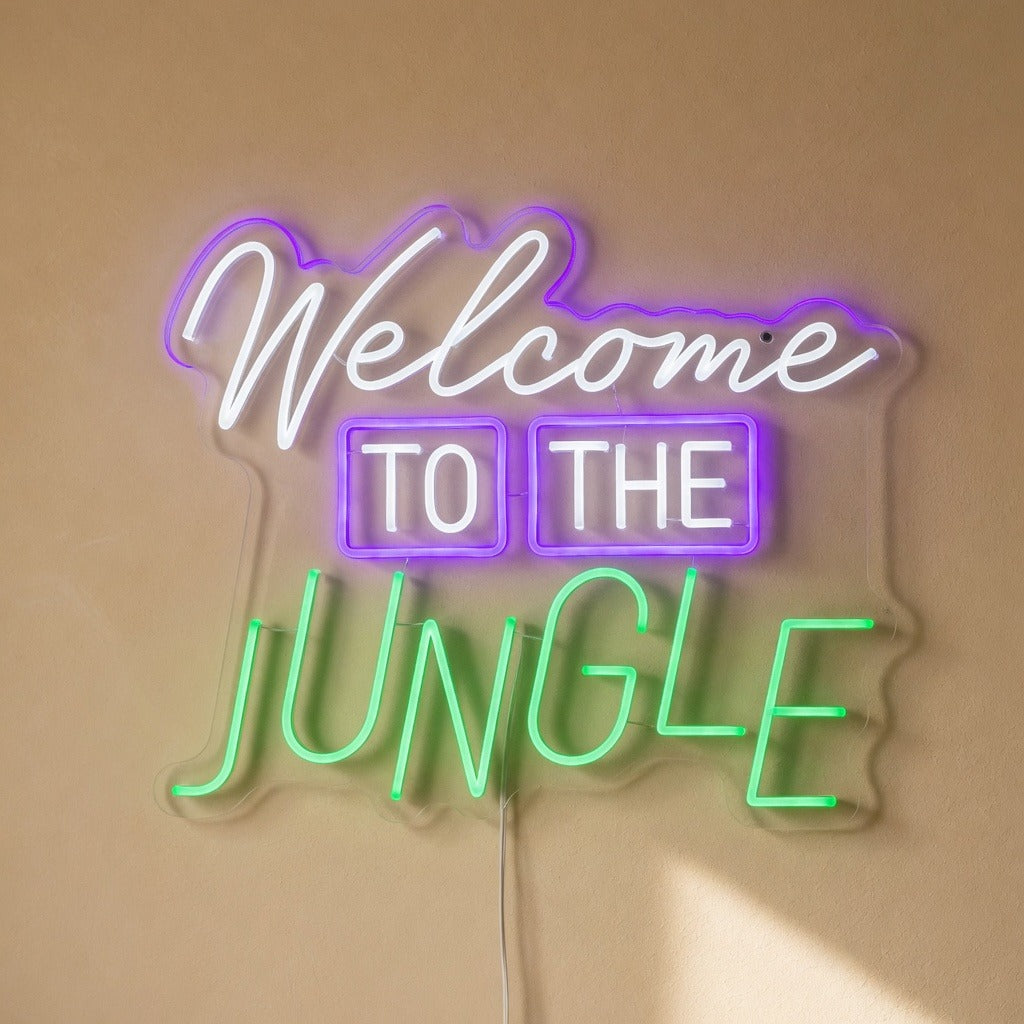 Welcome to the Jungle LED Neon Sign Boxed Caps with Script - Shineneon