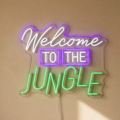 Welcome to the Jungle LED Neon Sign Boxed Caps with Script - Shineneon