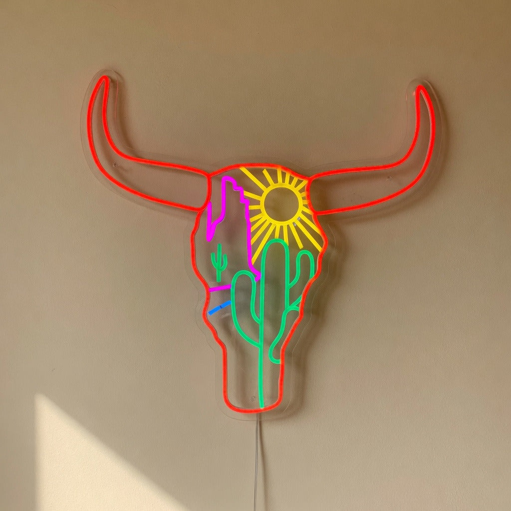Western Cattle Skull LED Neon Sign for Bar Light Up Business Decor - Shineneon